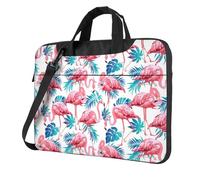 ADAhgu Flamingo Bird Green Plant Leaf Print Sac élégant et protecteur pour ordinateur portable léger et polyvalent pour le travail et les voyages, Noir , 13 inch