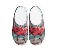 ADAhgu Flock of Pink Flamingos on The Beach Print Adulte TPR Pantoufles lavables pour hommes et femmes Chaussures d'hiver respirantes et confortables
