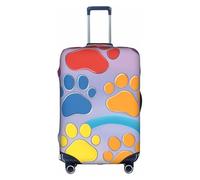 ADAhgu Housse de protection lavable avec fermeture éclair dissimulée Motif empreintes de pattes de chien et chat arc-en-ciel, blanc, XL