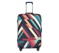 ADAhgu Housse de protection lavable pour valise avec fermeture éclair dissimulée Motif triangle abstrait rayé, blanc, L