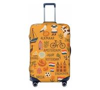 ADAhgu Housse de protection personnalisée pour valise, motif carte des symboles de la culture néerlandaise, pour voyage et affaires, Noir , S
