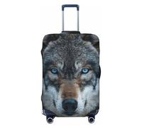 ADAhgu Housse de protection personnalisée pour valise, motif loup aux yeux bleus, pour voyage et affaires, Noir , M