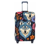 ADAhgu Housse de protection personnalisée pour valise, motif loup, imprimé coloré, pour voyage et affaires, Noir , XL