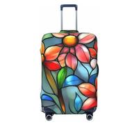 ADAhgu Housse de protection personnalisée pour valises avec impression de vitraux à fleurs pour voyage et affaires, Noir , M