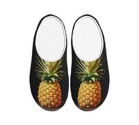 ADAhgu Impression de peinture à l'ananas Pantoufles TPR pour adultes lavables pour hommes et femmes Chaussures d'hiver respirantes et confortables