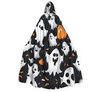 Adahgu Jolie cape à capuche avec motif fantôme blanc pour adultes, carnaval, bal masqué, festival, cosplay, accessoire de costumes