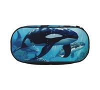 ADAhgu Killer Whales Trousse à crayons avec imprimé imprimé pour l'école, les étudiants, les voyages, le bureau, la papeterie, le maquillage, Noir , Taille unique, Organiseur de sac