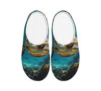 ADAhgu Lord Howe Island Sea Turtle Print Chaussons en TPR lavables pour homme et femme Chaussures d'hiver respirantes et confortables