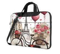 ADAhgu Love Paris Tour Café Vin Parfum Vélo Imprimé Cœur Élégant et Protecteur Sac pour Ordinateur Portable Léger Et Polyvalent Pour Travail Voyage, Noir , 15.6 inch