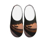 ADAhgu Moonlit Canoe Allagash River Print Chaussons en TPR lavables pour homme et femme Chaussures d'hiver respirantes et confortables