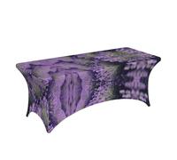 ADAhgu Nappe rectangulaire élastique facile à nettoyer pour fêtes et événements en plein air Motif fleurs de lavande
