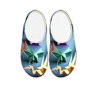 ADAhgu Origami Pantoufles multicolores en papier imprimé grues pour adultes TPR lavables pour homme et femme Chaussures d'hiver respirantes et confortables
