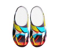 ADAhgu Origami Pantoufles multicolores en papier TPR pour adulte Motif grues 1 impression Pantoufles lavables pour homme et femme Chaussures d'hiver respirantes et confortables