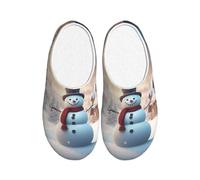 ADAhgu Pantoufles en TPR pour adulte avec imprimé bonhomme de neige mignon joyeux Noël lavables pour homme et femme chaussures d'hiver respirantes et confortables