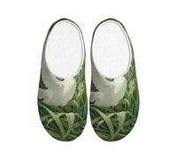 ADAhgu Pantoufles en TPR pour adulte avec imprimé herbe et colombe lavables pour homme et femme, chaussures d'hiver respirantes et confortables