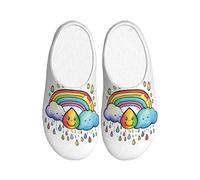 ADAhgu Rainbow Clouds Raindrop 1 Print Chaussons en TPR lavables pour homme et femme Chaussures d'hiver respirantes et confortables