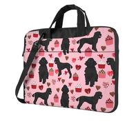 ADAhgu Sac pour ordinateur portable avec imprimé caniche rose élégant et protecteur léger et polyvalent pour le travail et les voyages, Noir , 15.6 inch
