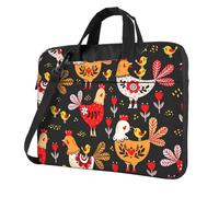 ADAhgu Sac pour ordinateur portable avec imprimé coq et poules mignonnes, élégant et protecteur, léger et polyvalent pour le travail et les voyages, Noir/blanc, 14 inch