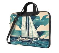 ADAhgu Sac pour ordinateur portable élégant et protecteur Motif bateau à voile océan Léger et polyvalent pour le travail et les voyages, Noir , 13 inch