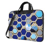 ADAhgu Sac pour ordinateur portable élégant et protecteur Motif hexagones bleus et losanges, léger et polyvalent pour le travail et les voyages, Noir , 14 inch