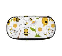 ADAhgu Trousse à crayons avec imprimé abeille volante pour l'école, les étudiants, les voyages, le bureau, la papeterie, le maquillage, Noir , Taille unique, Organiseur de sac