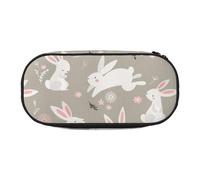 ADAhgu Trousse à crayons avec imprimé floral lapin de Pâques pour l'école, les étudiants, les voyages, le bureau, la papeterie, le maquillage, Noir , Taille unique, Organiseur de sac