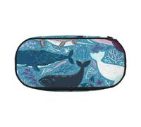 ADAhgu Trousse à crayons avec motif baleine pour l'école, les étudiants, les voyages, le bureau, la papeterie, le maquillage, Noir , Taille unique, Organiseur de sac