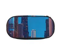 ADAhgu Trousse à crayons Chicago Night Print pour l'école, les étudiants, les voyages, le bureau, la papeterie, le maquillage, Noir , Taille unique, Organiseur de sac