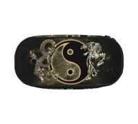 ADAhgu Trousse à crayons Yin Yang avec imprimé tigre dragon pour l'école, les étudiants, les voyages, le bureau, la papeterie, le maquillage, Noir , Taille unique, Organiseur de sac