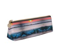 ADAhgu Trousse légère à fermeture éclair avec impression coucher de soleil et vagues de mer, polyvalente, idéale pour l'école, les étudiants