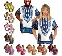 Adalex Global Dashiki Chemise, Blanc/Bleu, L Mixte