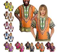 Adalex Global Dashiki Chemise, Orange/Vert, L Mixte
