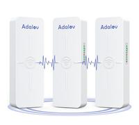 AdaLov CPE881 Lot de 3 ponts sans fil, pont Wi-Fi Gigabit point à 2 points avec 2 ports LAN de 1 Go, pont réseau sans fil, CPE extérieur de 5 km de long pour extension de réseau de magasin, grange,