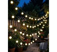 AdalyRoma Guirlande lumineuse solaire d'extérieur - 8.8 m - 60 LED - 8 modes d'éclairage - Étanche IP65 - Blanc chaud - Idéale pour jardin, balcon, terrasse et arbres