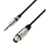 Adam Hall 3 Star Series Câble microphone à prise XLR femelle vers prise jack stéréo 6,3 mm 1-m