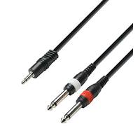 Adam Hall Cables 3 STAR YWPP 0100 - Câble Audio Mini-Jack 3,5 mm stéréo vers 2 x Jack 6,35 mm mono 1 m