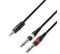 Adam Hall Câble audio 3 STAR YWPP 0300 – Mini-jack 3,5 mm stéréo vers 2 x jack 6,35 mm mono – 3 m