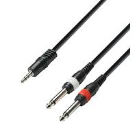 Adam Hall - K3YWPP0600 - Câble Audio Mini-Jack 3,5 mm stéréo vers 2 x Jack 6,35 mm mono - 6.00 m