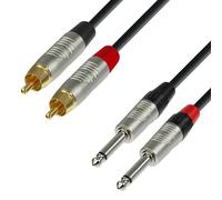 Adam Hall Cables 4 STAR TPC 0090 - Câble Audio REAN 2 x RCA mâle vers 2 x Jack 6,35 mm mono 0,9 m