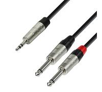 Adam Hall Cables 4 STAR YWPP 0300 - Câble Audio REAN Mini-Jack 3,5 mm stéréo vers 2 x Jack 6,35 mm mono 3 m