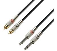 adam hall K3 TPC 0600 câble audio 6 m 2 x RCA 2 x 6,35 mm TRS Noir, Argent