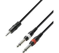 Adam Hall K3YWPP0300 Jack Câble adaptateur [2x Jack mâle 6.35 mm - 1x Jack mâle 3.5 mm] 3.00 m noir