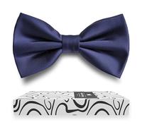 Adam Young Nœud papillon classique pré-noué pour homme en satin synthétique, 06 Bleu marine, L