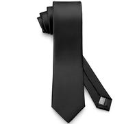 ADAMANT Cravate de marque allemande noire mate, élégante, fine, discrète, pour funérailles et affaires