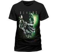 ADAMF WRNNUP Men's Aliens - Alien Attack Green Print Black (New) T-Shirts Black 3XL