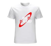 ADAMF WRNNUP Men's Cool Red Dwarf Logo Nostalgia Geek Retro 90'S Sitcom Red Dwarf T-Shirts White M
