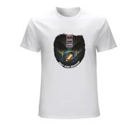 ADAMF WRNNUP Men's Journey Space Wings Don't Stop Believing Black Mens 100% Cotton T-Shirts White S