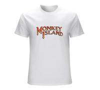 ADAMF WRNNUP Men's Moda Male Short Sleeve Round Collar Monkey Island T-Shirts White S