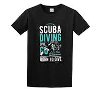 ADAMF WRNNUP Men's Scuba Diving Born to Dive T-Shirts Black XXL