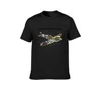 ADAMF WRNNUP Men's Supermarine Spitfire Airshow Airplane Aeroplane Birthday Gift T-Shirts Black XXL